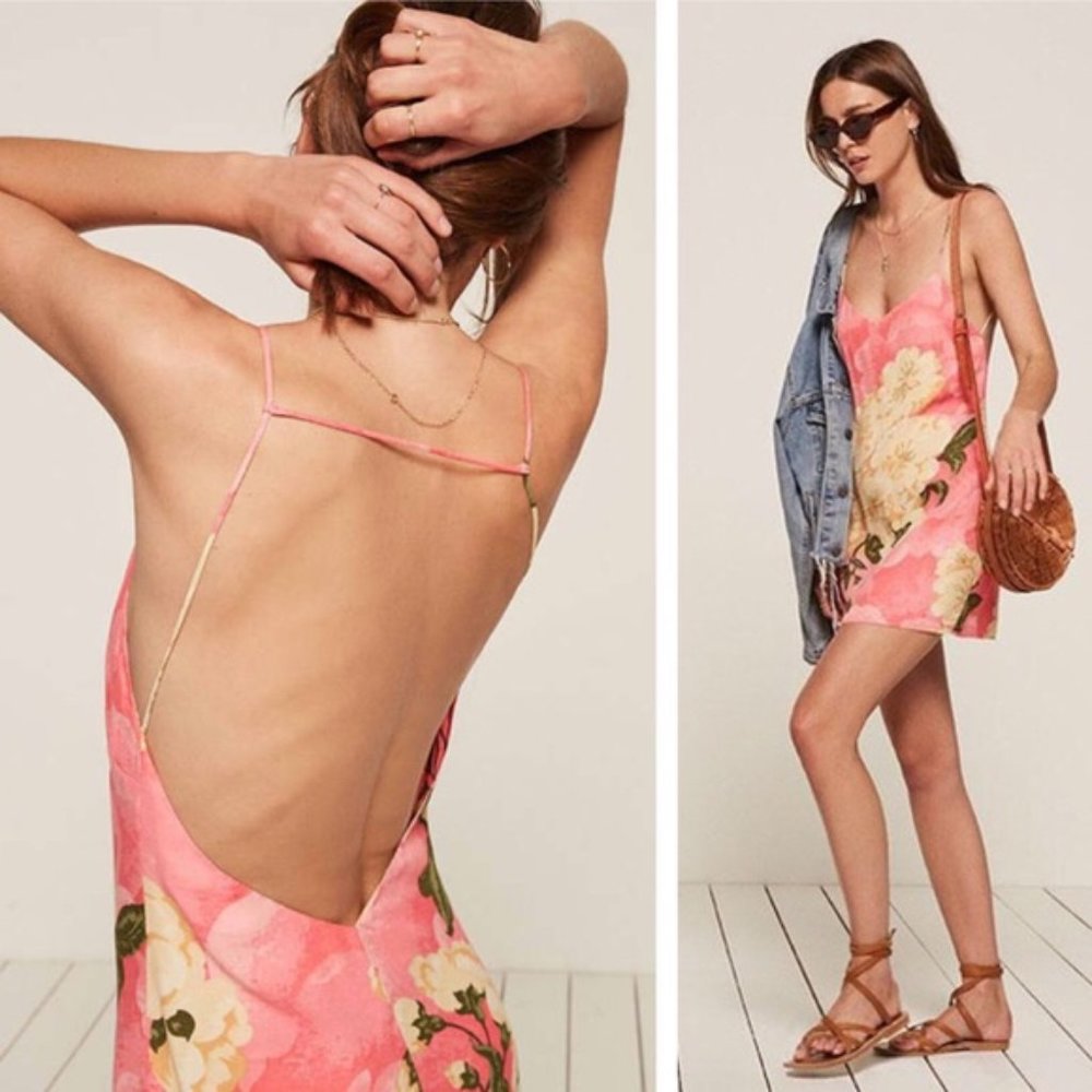 Pink Floral Reformation Mini Dress "Flynn"